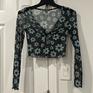 Current Mood Dolls Kill Mesh Flower Crop Top